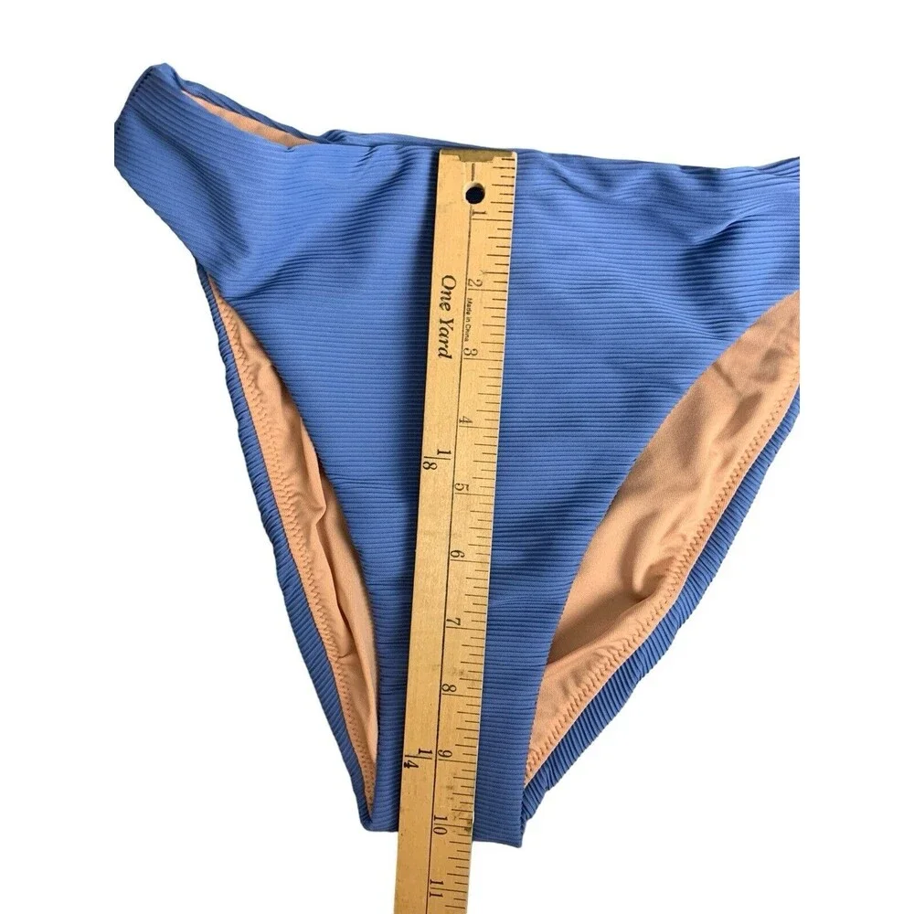 New! J. Crew Bikini Bottom Women’s Size XS Ribbed High Rise Cheeky Blue BE808